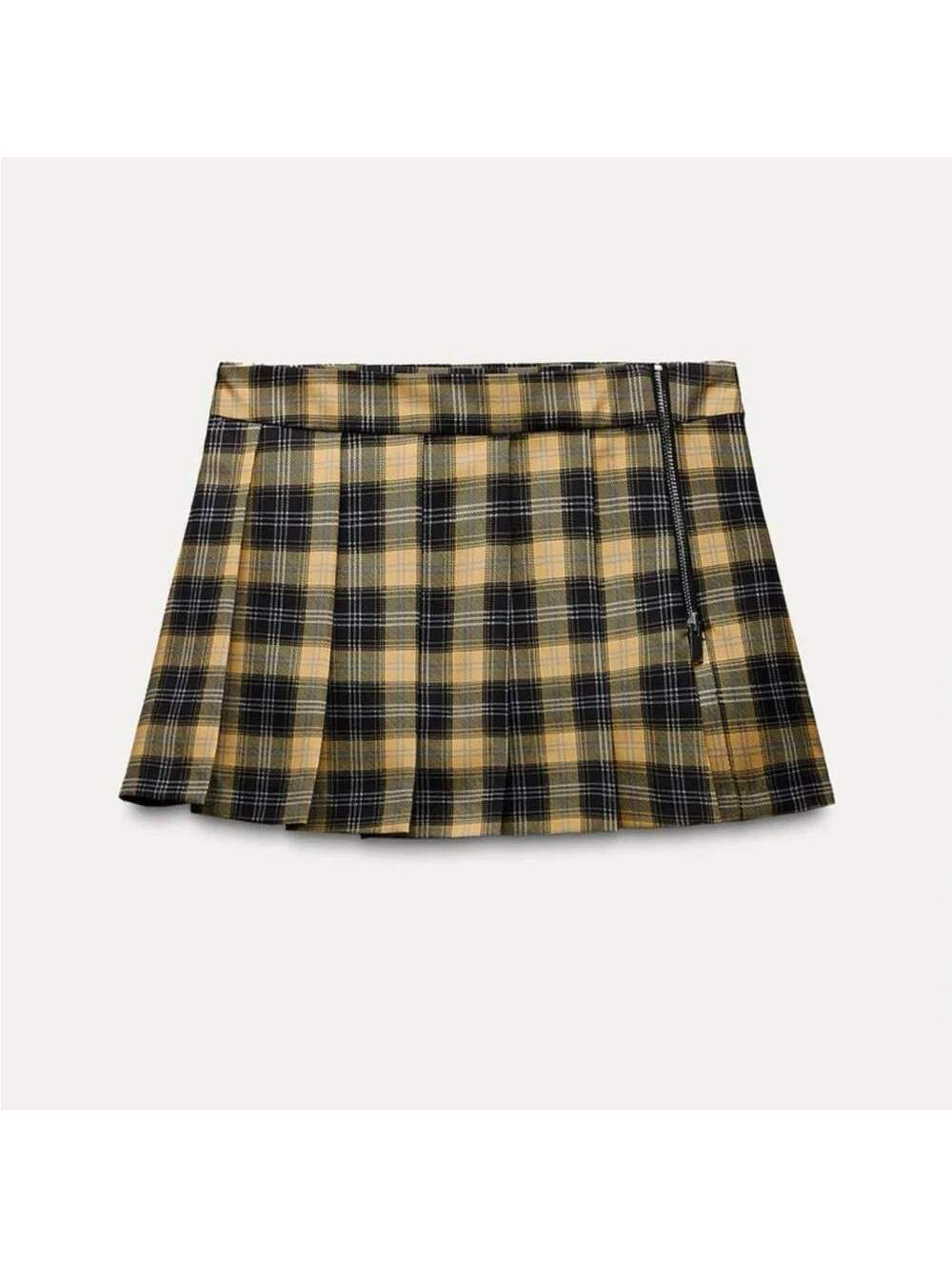 zara mini skort yellow check XS
